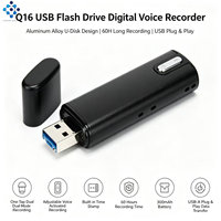 Enregistreur vocal USB fiable Q16 pour la sécurité et les applications juridiques |   Enregistrement 60H, Activation vocale, USB-A OTG, Trou pour cordon, Logo personnalisé