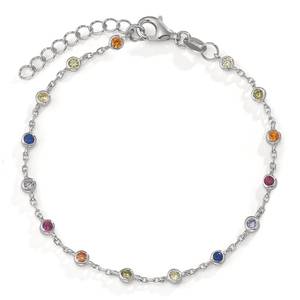 Rainbow CZ Colorful Bracciale <strong>Argento</strong> 925 Sterling Silver Women Jewelry Gold Plated Bezel Charm Bracelet - Product Image 3