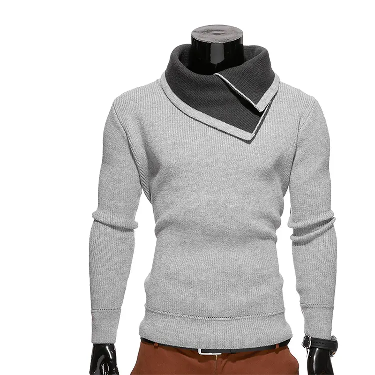 도매 레저 풀오버 긴 소매 니트 큰 회색 스웨터