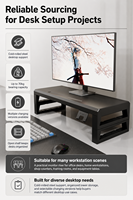 Support de moniteur de bureau ergonomique en acier laminé à froid noir pour usage domestique et professionnel