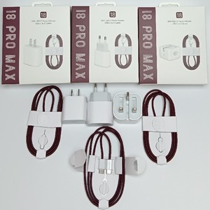 Kit de chargeur rapide PD Type C 35W en gros avec câble USB-C tressé rouge bordeaux, prise US EU UK pour iPhone 18, charge rapide PD - Product Image 6