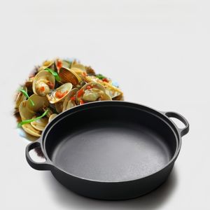 Ustensiles de cuisine écologiques antiadhésifs, woks, poêles <span class=keywords><strong>à</strong></span> frire, poêles, casseroles rondes en fonte pré-assaisonnées avec double anse - Product Image 4