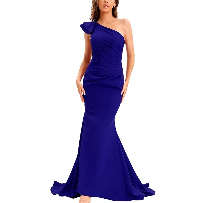 Vestidos elegantes para meninas, vestido de noite formal de um ombro, vestido de festa sereia para pageant