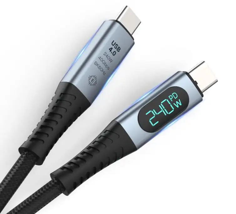 Câble USB 4 avec écran LED, câble de charge rapide USB C 240W de 3,3 pieds avec câble USB C de transfert de données 8K @ 60Hz 40Gbps