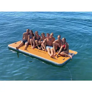 250x150x15cm Sun deck Water Fun patio dock Wood grain inflatable pontoon floating platform dock