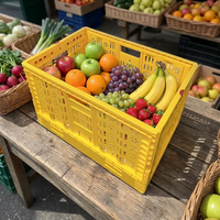 Caisses pliables en plastique agricole grande capacité pour légumes, paniers ventilés en plastique pour l'affichage de fruits et légumes