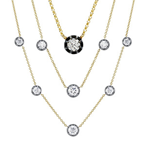 Pendentif en diamant Gemnel, or et noir, 2 tons, argent 925, collier avec pendentif en diamant CZ taille brillant pour femme - Product Image 1