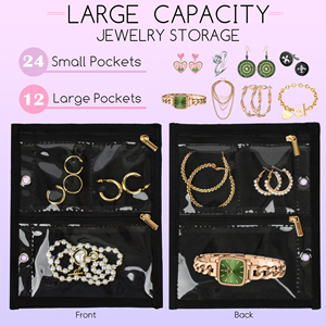Étui de rangement pour bijoux de voyage, sacs à bijoux, classeur de rangement pour bijoux avec fermeture éclair transparente - Product Image 3