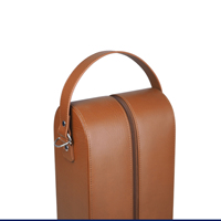 Boîte à vin élégante en cuir de luxe avec fermeture à bouton, étui de voyage protecteur, taille personnalisable - Marron/Noir, emballage cadeau