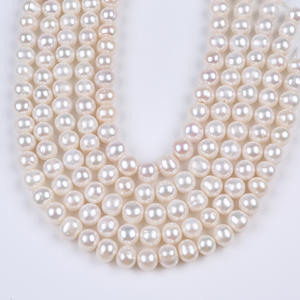 Promotional Handmade DIY Natural <b>Freshwater</b> <b>Pearl</b> Necklace <b>Bracelet</b> Punch <b>Pearl</b> 10-11mm White Near Round Loose <b>Pearls</b> - Product Image 2