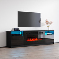 Meuble TV moderne en bois PB durable de style nouveau, avec éclairage LED, cheminée, support TV, conforme à la norme EN71 CARB P2, 55-59 pouces