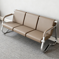 Chaise d'aéroport noire à succès, 3 places, chaise de salle d'attente de bureau avec accoudoirs, banc, canapé