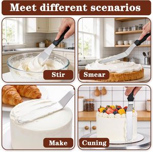Spatule à crème pour gâteau en acier inoxydable, couteau à glaçage décalé, outil de pâtisserie avec manche en plastique, antiadhésif, écologique, multi-tailles, direct usine - Product Image 2