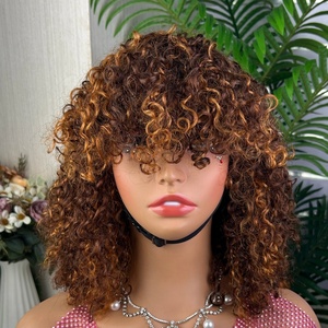 Perruque bouclée à franges en cheveux humains vierges doublement étirés, de haute qualité, best-seller, à bon prix - Product Image 3
