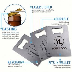 Custom Modern Ecofriendly Durable Stainless Steel Credit Card Shaped Portable Bottle Opener for Promotional <b>Gifts</b> - Product Image 3