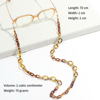 Chaîne de lunettes vintage en acétate motif écaille de tortue avec connecteurs métalliques dorés, cordon de maintien pour lunettes pour femmes et hommes