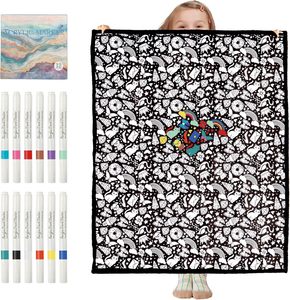 Juego de mantas de graffiti personalizables con 24 marcadores lavables, manta de terciopelo suave reutilizable para colorear, decoración para el hogar, dormitorio, niños y adultos - Product Image 1