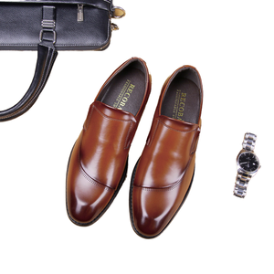 Haute qualité noir hommes en cuir véritable mocassins chaussures habillées sans lacet léger mariage bureau carrière chaussures pour printemps hiver - Product Image 4