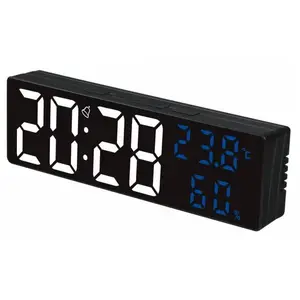 9Inch Grande Relógio de Parede Digital Temperatura e Umidade Display Night Mode Table Alarm Clock 12/24H Eletrônico LED Clock