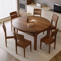 Walnuss Massivholz Esstisch-Stuhl-Set Moderner Minimalistischer Quadratischer Ausziehbarer Klappbarer Esstisch für Bar und Zuhause 10-Sitzer