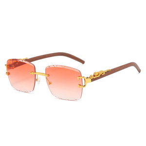 Gafas de sol rectangulares sin montura, lentes degradadas, protección UV400, estilo retro, gafas de sol unisex para conducir - Product Image 3