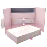 Boîte Calendrier de l'Avent de Noël Rose en Carton avec Impression Personnalisée, Dorure à Chaud, 24 Tiroirs Vides pour Maquillage, Cosmétiques et Cadeaux