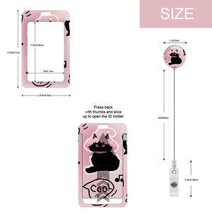 <span class=keywords><strong>Porte</strong></span>-badges d'identification rose chat noir drôle avec <span class=keywords><strong>porte</strong></span>-<span class=keywords><strong>badge</strong></span> à bobine rétractable avec bobine à <span class=keywords><strong>badge</strong></span> lourde rétractable - Product Image 2
