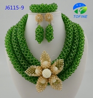 Le plus récent ensemble de bijoux de perles de corail vert ensemble de bijoux de perles de mariée turques pour mariage