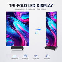 P1.53 P1.86 P2 P2.5 GOB Panel İç Mekan LED Ekran 1280x1920mm Çift Taraflı Üç Katlanır Dijital Tabela Reklam Video Duvarı