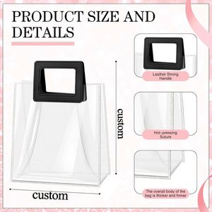 Sac fourre-tout transparent réutilisable en PVC durable avec logo personnalisé pour cadeaux invités, anniversaires, baby shower, demoiselles d'honneur, emballage de mariage - Product Image 3