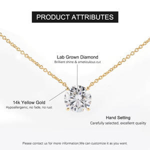 Collar con Colgante de Diamante Cultivado en Laboratorio, Corte Brillante, Oro Amarillo de 14k, Certificado IGI, D VVS, Diseño Clásico Personalizado Goldleaf, para Compromiso o Boda - Product Image 3