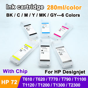 Cartucho de Tinta de Recarga de 280 ml para <span class=keywords><strong>HP</strong></span> 72 con Chip de Un Solo Uso para <span class=keywords><strong>HP</strong></span> Designjet HP72 T610 <span class=keywords><strong>T620</strong></span> T770 T790 T1100 T1300 T2300 - Product Image 1