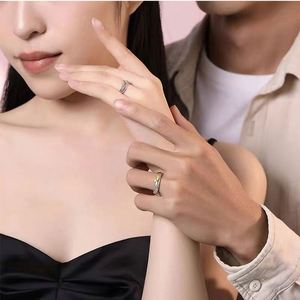 Silver Plated Shiny Star Diamond <b>Couple</b> <b>Ring</b> Open <b>Couple</b> <b>Ring</b> for Women Men Wedding Engagement Wedding Jewelry - Product Image 4