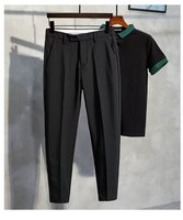 Celana Kasual Pria Model Lurus Kancing Tengah, Bahan Sedang, Bernapas, Ramah Lingkungan, Stretchable, Panjang Mata Kaki, Cocok untuk Musim Semi, Panas, dan Gugur