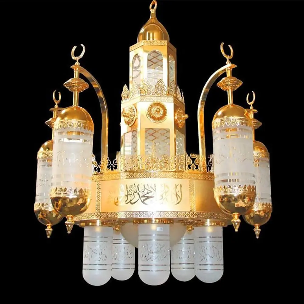 Éclairage musulman, éclairage Masjid islamique, grand lustre de mosquée, éclairage en fer marocain