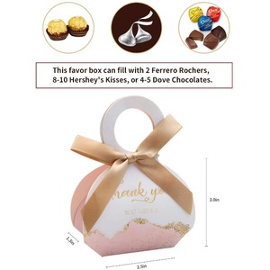 New Style Luxury Packaging <b>Wedding</b> <b>Gift</b> Chocolate Candy Bridal Shower Paper Pink Party Favor <b>Boxes</b> with Ribbons - Product Image 5