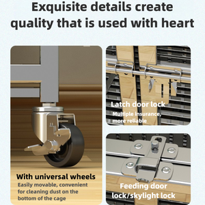 Gabbia per Cani in Acciaio Inox Personalizzata 94*64*81cm per Interni con Vassoio Inferiore in Plastica e Ruote Universali Economica - Product Image 5