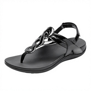Ladies Fashion PU Leather Flat Sandals Arch <b>Support</b> Rubber Outsole Light Weight Summer Closed-<b>Toe</b> Slip-On Trendy Design - Product Image 3