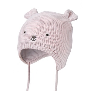 Cute Baby Knitted Cotton Beanie Chapéus para Meninos Meninas Inverno Quente Beanie Forrado Urso Orelha <span class=keywords><strong>Gorros</strong></span> Atacado Soft Newborn Chapéus - Product Image 2