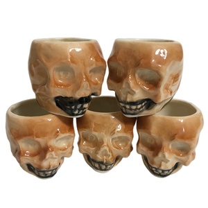 Ustom-Mini vaso de cerámica con dibujo de cráneo y <span class=keywords><strong>Tequila</strong></span>, vasos de sublimación góticos para whiskey, venta al por mayor - Product Image 2