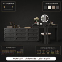 Meuble-lavabo moderne en contreplaqué avec rangement intégré, design extensible, hauteur réglable, table de maquillage pour bureau ou chambre, écologique