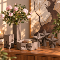 Plateau en céramique marron chocolat et collection de sculptures étoiles – Décoration géométrique pour la maison, idéal pour la présentation sur table