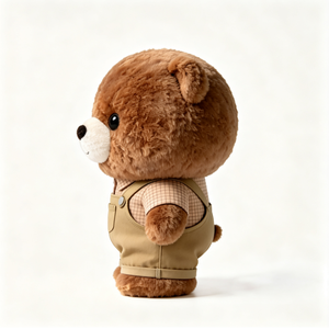 Adorable Oso de Peluche Marrón <span class=keywords><strong>Oscuro</strong></span> con Camisa Caqui y Pantalones Tipo Overol, Oso de Peluche Suave Estilo Vintage - Product Image 5