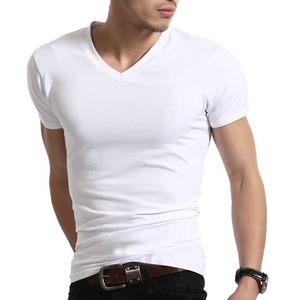 T-shirts personnalisés pour hommes en 95% coton et 5% élasthanne, col en <span class=keywords><strong>V</strong></span>, respirants, 180g, impression de logo, grandes tailles, t-shirts surdimensionnés pour hommes - Product Image 5
