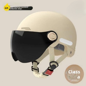 Casque de sécurité beige personnalisé avec visière transparente et sangles réglables pour hommes et femmes - Product Image 3