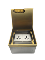 Boîtier de jonction encastré au sol ZDR-130B en laiton doré avec 2 prises électriques UK/EU/UN/US et USB-C