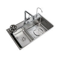 Évier de cuisine monobloc avec panneau incliné, sans robinet, évier de cuisine monobloc à monter en une seule pièce, évier de cuisine avec vidange de 185 mm