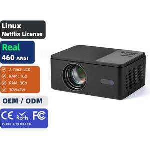 โปรเจคเตอร์พกพาขนาดเล็ก 1080P รองรับ 4K Full HD ระบบ Linux Netflix 3D โฮมเธียเตอร์ ลำโพง HIFI ปรับคีย์สโตนอัตโนมัติ ราคาประหยัด OEM ROHS A32D - Product Image 1