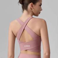 Nouveau soutien-gorge de sport simple pour femmes grandes tailles, dos ajouré, avec bonnets fixes, maintien avant antichoc, adapté au fitness, au Pilates