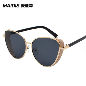 Maidis Women's Sunglasses Metal <b>Frame</b> <b>Black</b> Lens UV400 Protection Fashion Trendy Style - Product Image 1